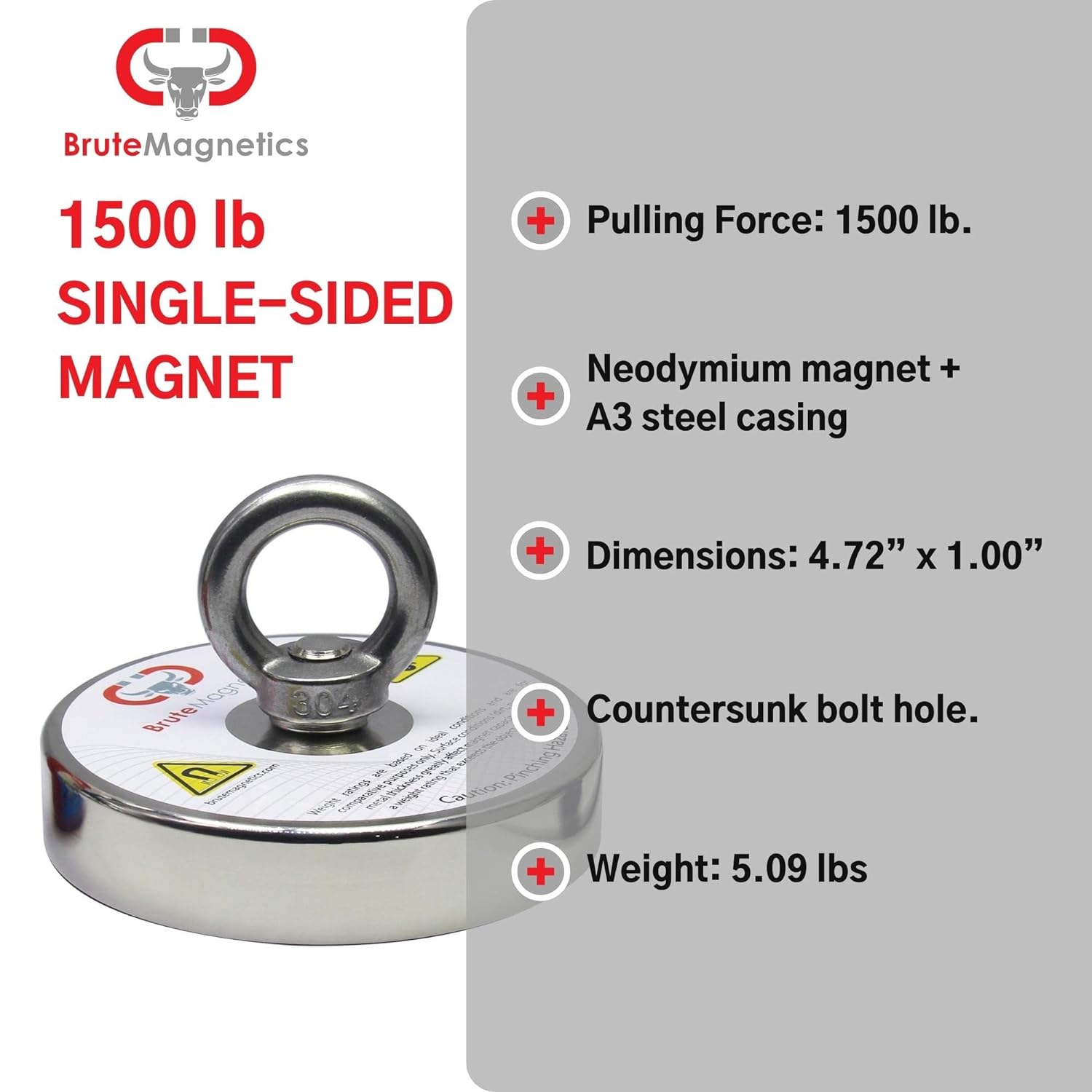 1500 lb Single Sided Magnet