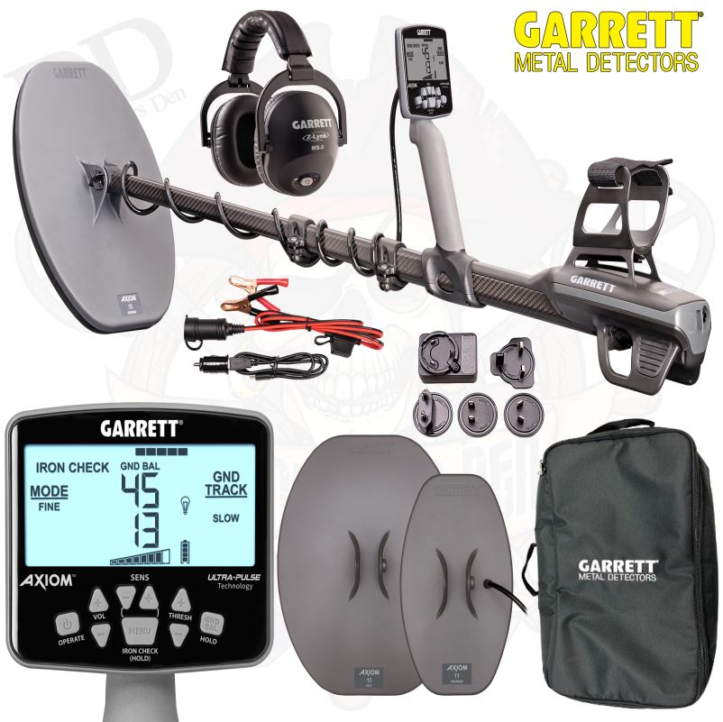 Garrett Axiom Pulse Inductive Metal Detector With 2 Coils and MS-3 Wireless Headphones
